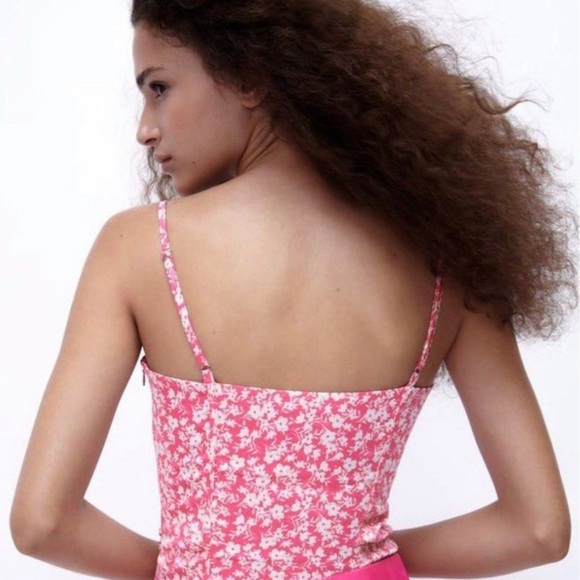 NWT | Zara pink floral corset bodysuit size small - Picture 3 of 5